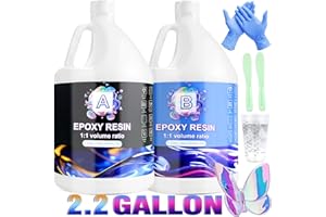 Ghguole Resine Epóxy,8.4 L/2.2 Gallons Kit Resin Epóxy 1: 1 Ratio Revêtement pour Bois