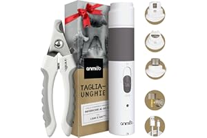 ANIMIGO Taglia Unghie per Cane e Gatto a 3 Porte con USB, Tagliaunghie Cani e Gatti Silenzioso, Sicuro e Indolore con 2 Velocità, Taglia Unghie Cane e Gatto per Ogni Taglia con Forbici Unghie Gatto e Cane