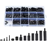 Litorange 320pcs M2 Male Female Nylon Hex Spacer Standoff Screw Nut Assorted Assortment Kit (Black)