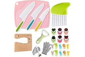 LETTO & TAILOR Ensemble de 24 Couteaux de Cuisine pour Enfants avec des Formes d'emporte-pièces pour légumes, Couteaux en Bois - Cadeau de Noël ou d'anniversaire Parfait pour Les Enfants de 2 Ans et Plus