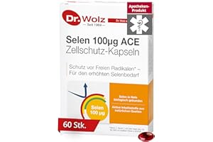 ‎DR. WOLZ Dr. Wolz Selen ACE 100 µg, mit Vitamin C und E, für den Zellschutz1, enthält Vitamine, Mineralstoffe und Spurenelemente, natürlicher Herkunft, 60 Kapseln