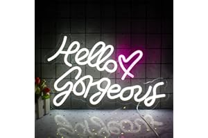 WANXING Hello gorgeous Neon Schild für Schlafzimmer Wand Dekor, Weiß Neonlicht schriftzug für Raum Dekor Led Schild mit USB-betrieben für Schlafsaal, Hochzeit, Geschenk für Mädchen, Party
