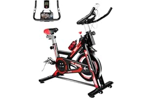 naspaluro Exercise Bikes, Stationary Infinite Resistance Fitness Bike, Belt Drive Indoor Bicycle with Phone Holder/Heart Moniter/LCD Monitor Smooth for Home Gym Cardio Workout