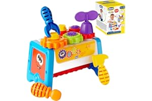 Chicco Cassetta degli Attrezzi 2 in 1, Banco da Lavoro per Bambini con Attrezzi Giocattolo, Gioco STEM con 15 Pezzi tra Cui Martello, Cacciavite e Chiave Inglese - Giochi Educativi 1 Anno - 3 Anni