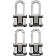 Brinks Home Security Commercial 50MM Solid Steel Lock with 2" Boron Shackle - 4-Pack