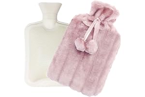 COTTON YANGDA Hot Water Bottle with Super Soft Plush Cove | Large Hot Water Bottle with Faux Fur Cover 2L, Cosy Bed Warmer & Soft Bag Cover
