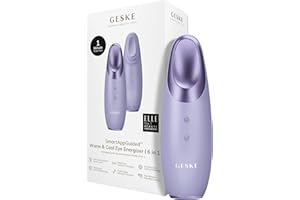 GESKE | Dispositivo energizzante effetto caldo e freddo SmartAppGuided™ | 6 in 1 | Dispositivo per massaggio oculare | Massaggiatore contro le occhiaie | Tratta borse e palpebre cadenti