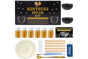 deuvuo Kintsugi Reparatur Set, 21 Pcs Japanisches Kintsugi Set Gold Zum Einfachen Wiederbeleben Ihrer Zerbrochenen Keramik, Porzellan, Tasse, Schüssel, Glas, Vase - Kintsugi Repair Kit Für Anfänger
