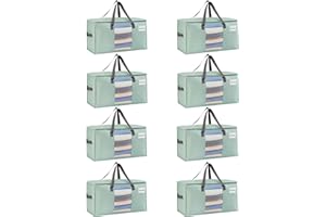 VENO 8 Pack Extra Large Moving Bags,Clothes Storage Bags for Blankets Bedding,Moving House Essentials,Waterproof Underbed Storage Packing Boxes,Laundry Bags Organiser (Light Green, 8 Pack)
