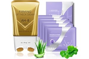 TONGYEND AH-8 Firming Neck Cream & Polypeptide Neck Masks Duo – Neck Firming Cream with Roller for Older Women, Moisturizing Neck Cream with Hexapeptide‑8, Firm and Lift Sagging Skin (120g + 5Pcs)