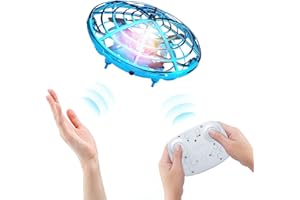 Kriogor UFO Mini Drone for Kids, Remote Control and Hand Controlled 2 Control Modes, Hand Sensor RC Quadcopter Infrared Induction Flying Ball Flying Toys for Boys Girls Christmas Toys Gifts Indoor Toy