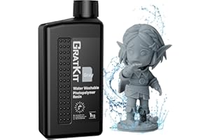 GratKit Resina lavabile in acqua, Resina UV 405nm, Alta Precisione e Basso Restringimento, Resina Fotopolimerica per Stampa 3D LCD DLP, 1000g, Grigio