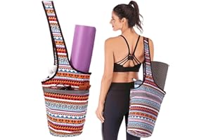 JOYHAZE Bolsa para Esterilla de Yoga con Bolsillo de Gran tamaño, Gran Capacidad, para Deportes, Gimnasio, Compras, fácil Acceso y Ligera, se Adapta a la mayoría de tamaños de tapetes