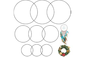 HJJMN 9Stks Schwarze Metall Blumenring, 10cm/15cm/20cm Metall Makramee Ringe, Hänge Hochzeitskranz Ring, Traumfänger Deko Ringe, Rund Rahmen Traumfänger, Metall Bastelringe für Party Dekoration