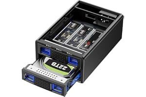 CENMATE Hybrid 3.5 HDD+3*M.2 NVMe Enclosure with Cooling Fan for 2.5/3.5" SATA HDD/SSD, USB3.2 Gen2 10Gbps Hard Drive Enclosure Support 2230/42/60/80/110 SSD with 46TB Capacity(22TB HDD+3*8TB M.2 SSD)