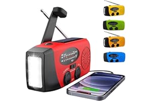 GENERIC Radio d'urgence portable, manivelle solaire AM/FM, chargeur USB, alarme SOS, lampe LED rouge pour la maison, le camping, la randonnée