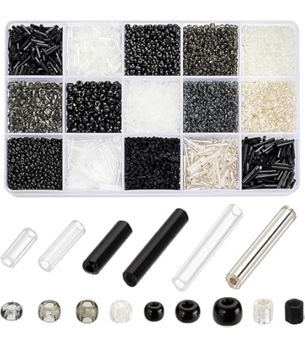 5000 Perline In Vetro A Tubo - 2mm, Colore Nero, Per Bigiotteria Fai Da Te - Foto 3