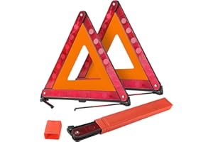 DASBET Emergency Warning Triangles Roadside Safety Triangle, 2 Pack Foldable Warning Reflective Triangle with Case for Vehicles Breakdown