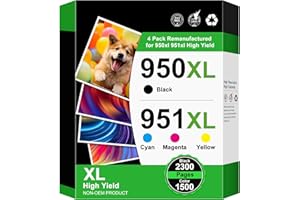 Tinta 950XL 951XL Compatibles con HP 950XL HP 951XL Recambio para Uso con HP Officejet Pro 8600 8610 8615 8620 8100 8625 8630 276DW 251DW (Paquete de 4)