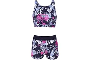 ranrann Ropa Deportiva de Yoga Gimnasia para Niña Conjunto Deportivo de Danza Baile Moderno Tank Top + Sport Shorts con Letra Ropa Deporte Fitness Running