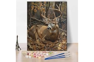 TISHIRON Dipingere con i numeri, cervo nella foresta, pittura a olio con i numeri, per adulti, pittura con i numeri, kit per pittura con i numeri, per adulti, alce per dipingere con i numeri,