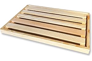 BRICOMIRAS Tabla para cortar pan con recogemigas de pan, tabla de madera para cortar pan con rejilla extraíble para recoger migas de pan, fabricada en madera 32x22x2cm, tablas panera recoge migas para cocina