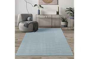 MIAS TEPPICHE Mia's Teppiche Comfort, Alfombra Moderna de Pelo Corto y Suave, Antideslizante, Lavable hasta 30 Grados, súper Suave, Aspecto de Piel, Azul, 80 x 150 cm