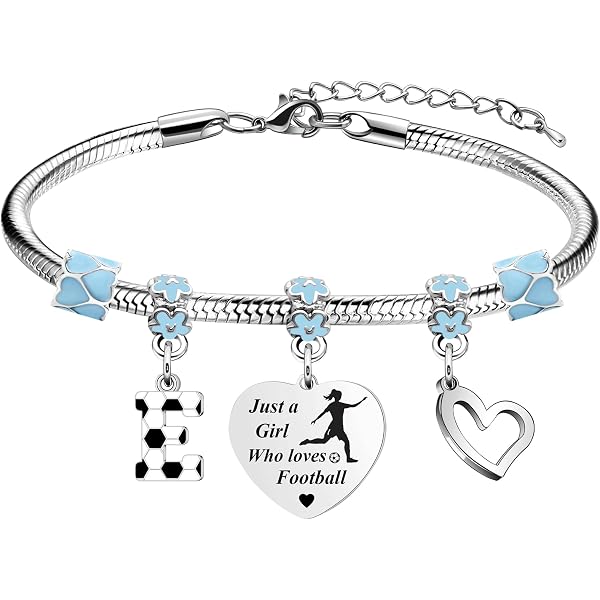 Bracelet De Football Avec Carte Pour Fille - Bijou Sportif Inspirant, Réglable, Cadeau Pour Adolescente Fan