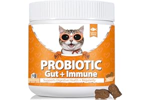 BAILEY & BUDDIES Daily Probiotics for Cats - 90 Salmon Flavored Soft Chews with Natural Pumpkin Powder for Healthy Gut & Sensitive Tummy. Reduces Scooting, Loose Stools, Smelly, Itchy Ears for Small, Medium Cats