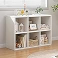 TAME 2 Tier Cube Bookcase, 6 Cube Storage Shelf Organizer Bookshelf with Back Panel, Wooden Shelving Display Storage Unit Office Living Room Furniture, Easy Assembly, Wood (6 Cube)