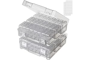 HUAXIANGOH Diamond Painting Aufbewahrungsbox, Diamond Painting Zubehör Boxen, 24 Gitter Transparent Diamond Painting Aufbewahrung Box Diamant Painting Perlen Aufbewahrungsbox mit Stickers für Steine (2 Stück)