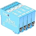 KING OF FLASH Compatible Printer Ink Cartridges For Epson T0807 - Epson Stylus RX560, RX585, RX685, R265, R285, R360, PX650, PX50, PX700W, PX710W, PX800FW, PX810FW, P50 Printers (4 Light Cyan)