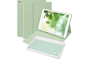 Bettdow for iPad 9th Generation 2021 Keyboard Case, Detachable Wireless Keyboard, Case with Pencil Holder for iPad 9th Gen 2021/8th Gen 2020/7th Gen 2019 10.2 Inch (Green)