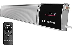 MIRRORSTONE INFRARED HEATING Mirrorstone 3000W White Zenos SMart Wi-Fi, Remote controllable Infrared Bar Heater For Indoor Outdoor Office Warehouse Patio Conservatory