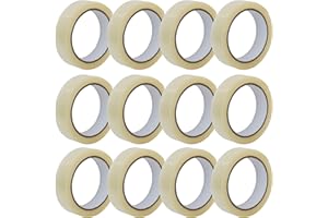 Coselena 12 Pack Cellotape Roll - 24mm x 66mm Heavy Duty Sticky Packaging Tape - Easy to Use Crystal Clear Parcel Tape - Ideal Packing Tape for Tape Dispenser, Tape Gun & Cardboard Boxes for Moving