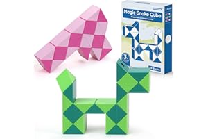 ECHOCUBE Magischer Schlangenwürfel, 2 Pack 24 Teile Schlange Lineal Twist Puzzle Party Geschenke, pädagogische kreative Schlange Fidget Spielzeug für Kinder/Erwachsene (Grün & Rosa)