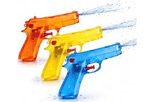 3 x vattenpistoler 12 cm färgglada set – extra lång räckvidd – sprutpistol liten mini – vattensprutpistol för barn