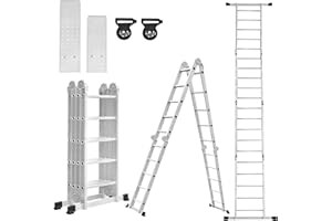 SAILUN 7-in-1 Multi-Purpose Aluminium Ladder 4 x 5 Steps Folding Ladder with Platform and Wheels, 5.8m,Max Load 150KG for Outdoor and Indoor