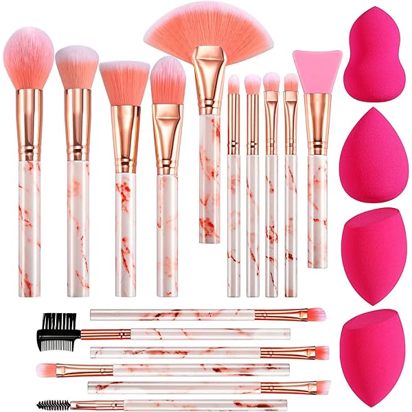 AOZUO 15-teiliges Make-up Pinsel Set – Schminkpinsel Für Foundation, Lidschatten, Puder – Weiche Nylonborsten