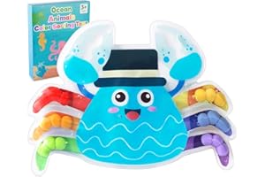 hopihy Colour Sorting Sensory Toy Fidget Toy for Sorting Colours, Crab Shape Anti Stress Toy Montessori Toy Baby Sorting Game for Counting Sorting Colours Learning