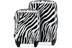 WITTCHEN Young Collection Luggage Set of 2 Suitcases ABS with Polycarbonate Coating Combination Lock Retractable Handle Size (S+M) White-Black