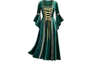 CHUNSE Fancy Dress for Adults, Women's Halloween Christmas Renaissance Costume Women Medieval Velvet Dress Irish Vintage Victorian Faire Costumes Party Halloween