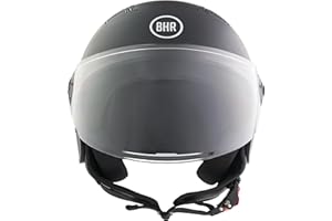 BHR Casco Demi-Jet 834 FLOW - Casco Scooter Estivo Omologato ECE 22.06 con 16 Fori di Aerazione - Visiera Antigraffio e Sgancio Micrometrico