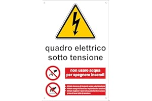Pubblimania QUADRO ELETTRICO SOTTO TENSIONE | PERICOLO 3 mm di spessore Cartello in alluminio composito metallo (Cm 20x30) (Quadro Elettrico in Tensione)
