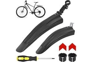 Hejo Set Parafanghi Bici, 24-29 Pollici Parafango Bici Universale con 2 Adesivi Riflettenti Freccia Rossa, Parafango Bici da Corsa Regolabile MTB
