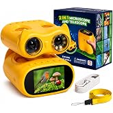 OAEBLLE 2in1 Kids Microscope Binoculars 1000X Stem 3+ Toy | Photos and videos, USB connection to computer, 600mAh battery, 10