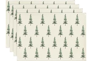 ‎ARTOID MODE Artoid Mode Grün Bäume Weihnachten Platzsets 4er Set, 30x45cm Winter Tischset Waschbar Platzdeckchen Küche Party Deko