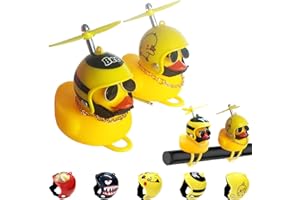 Xerteam 2 Set Small Rubber Ducks Bike Bell Kids, Included 2 Yellow Duck Bike Accessories Kids with LED Lights 5 Helmets 2 Propellers, Scooter Car Motorcycle Room Decoration