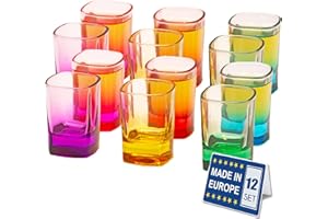 GOSOYO Set di bicchierini colorati da 12, 52 ml/1,75 oz. Set di bicchierini da shot pesanti con base mini, bicchierini colorati sfusi, bicchierini da tequila, bicchierini per, tequila, vodka e liquori