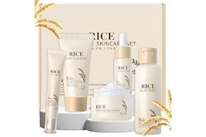 LAIKOU Hudvårdsset, Koreanskt Ris Hudvårds Kit med Rengöring, Toner, Serum, Ögonkräm & Fuktkräm, Jul- & Födelsedagspresent för Kvinnor, Tonårstjejer, Mamma & Vänner, Resestorlek 5-delar